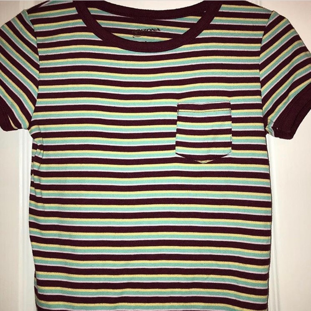 Arizona Maroon, Yellow, & Blue Stripped crop top